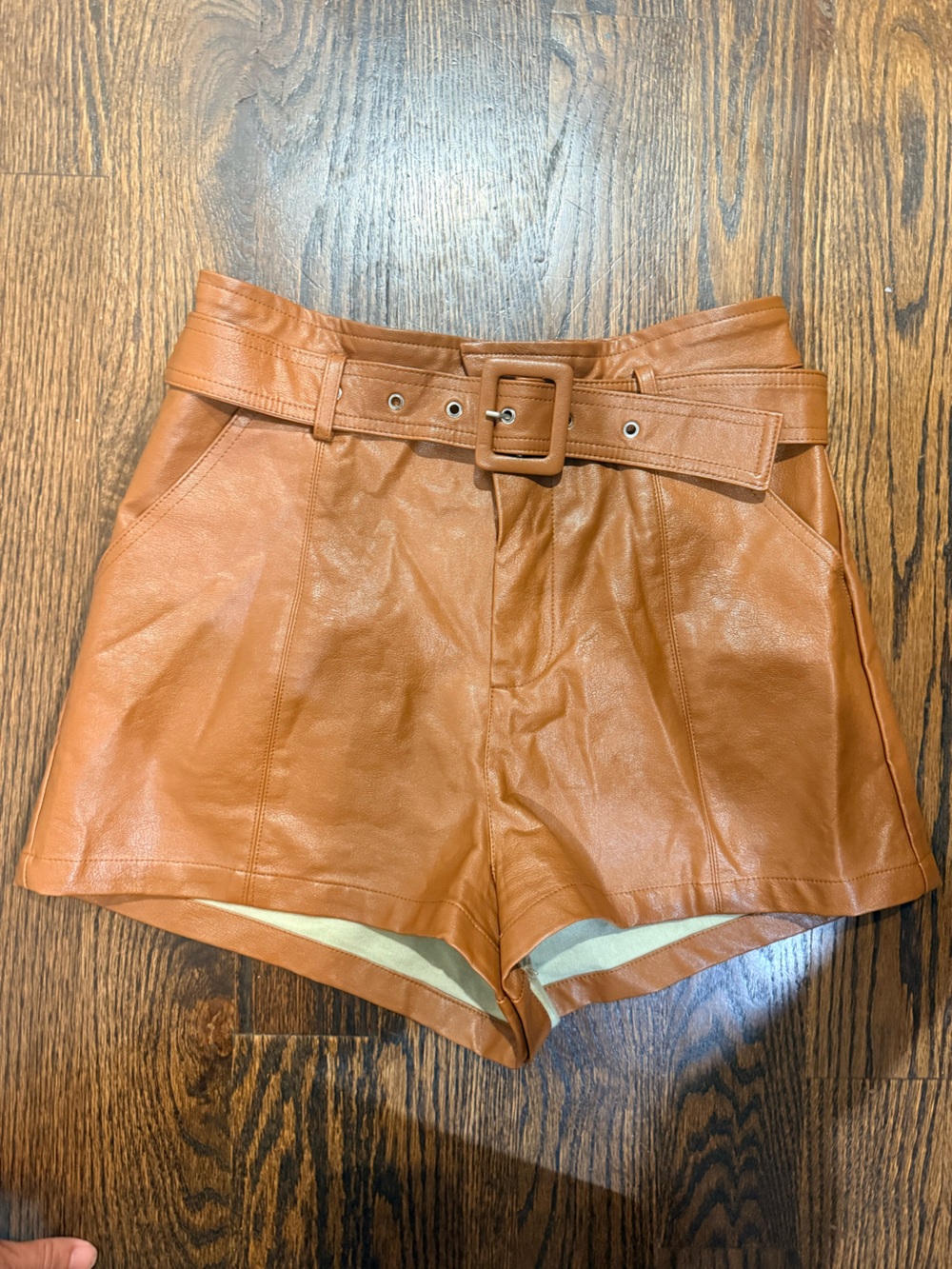 Altar’d State High-Waist Faux Leather Women's Shorts in Cognac